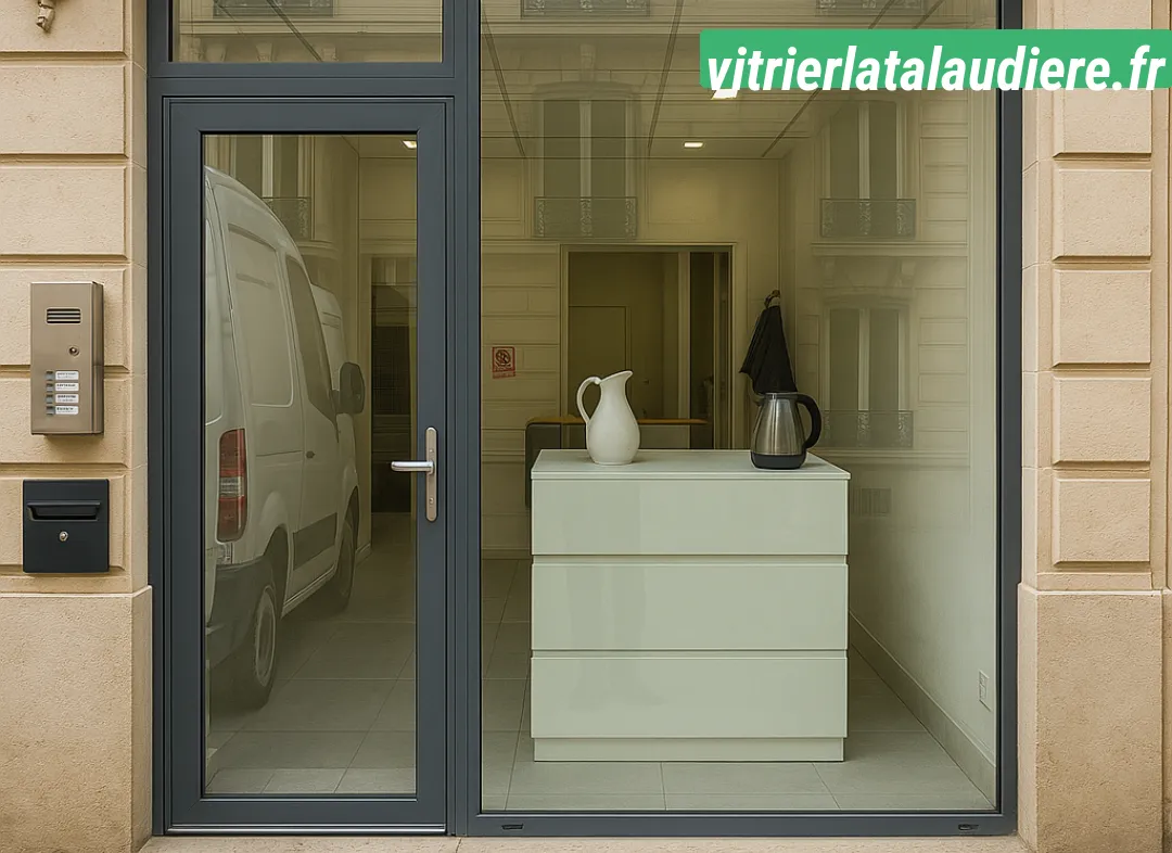Façade vitrine de magasin en aluminium sur mesure à La Talaudière